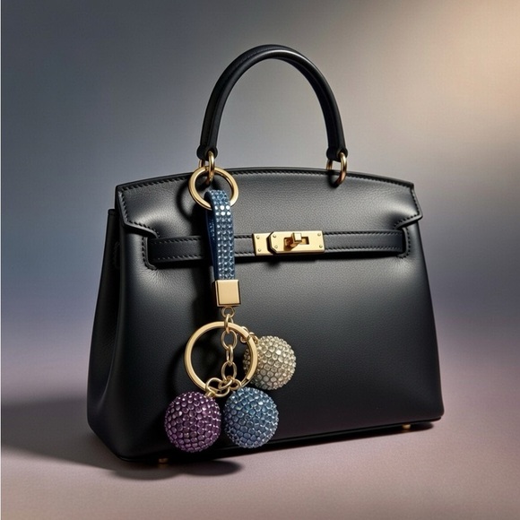 Sparkling Keychain with Blue and Purple Accents - Picture 3 of 3